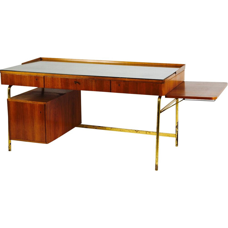 Vintage rosewood and brass modular desk, 1950