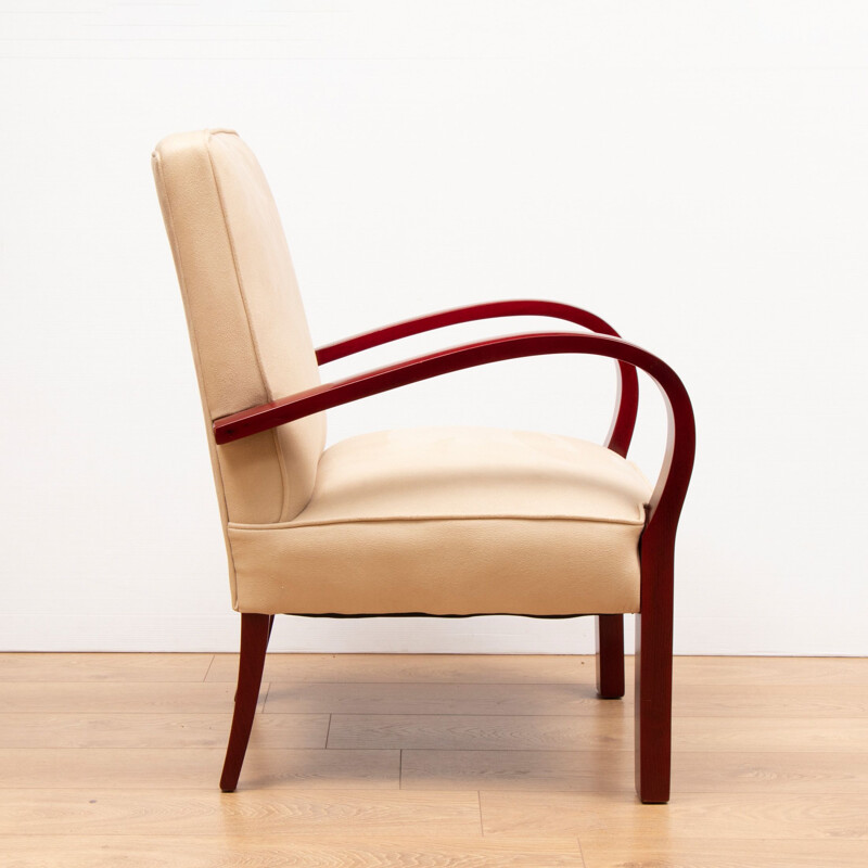 Pair of vintage French art deco armchairs in faus suede