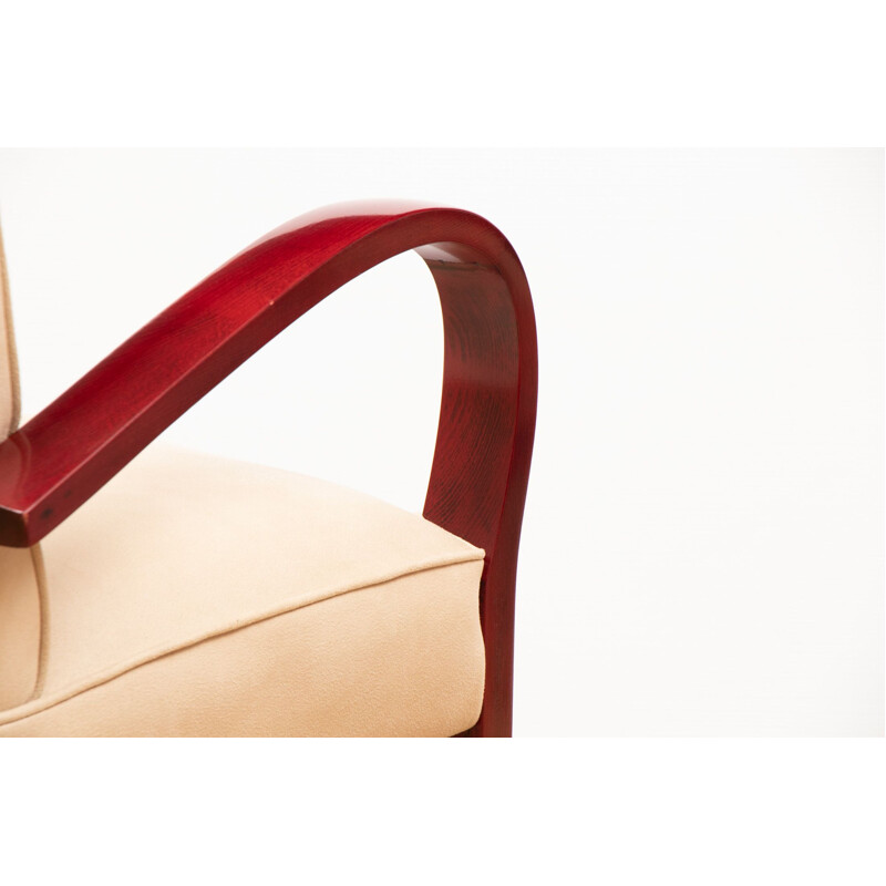 Pareja de sillones art decó franceses de época en imitación de gamuza