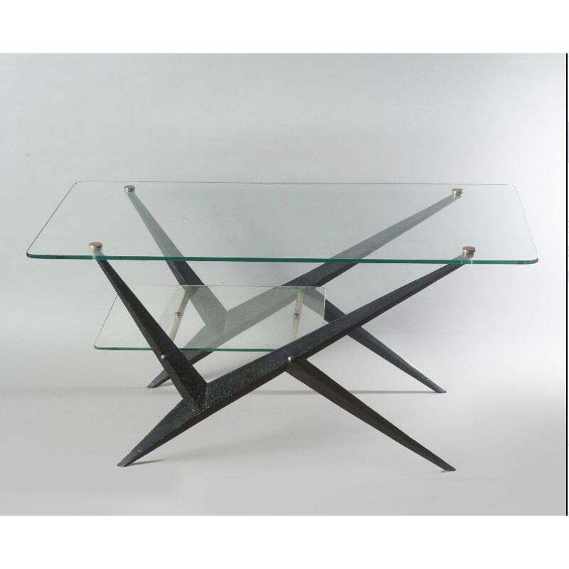 Vintage double top coffee table Angelo Ostuni, 1955