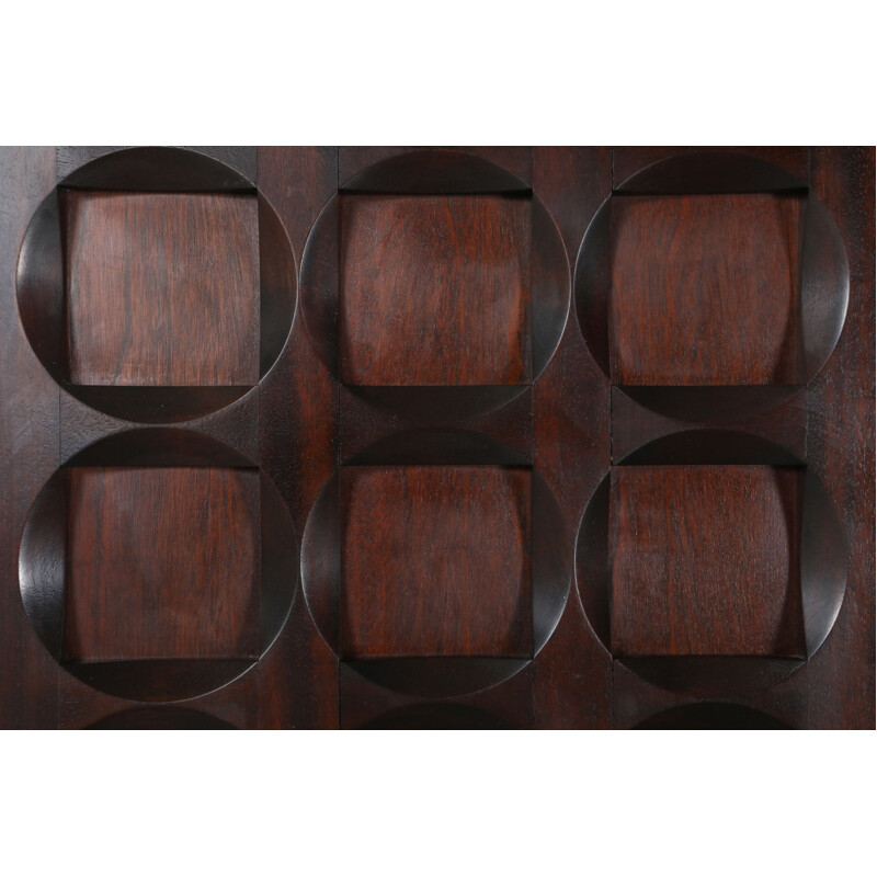 Vintage mahogany sideboard with geometric patterned doors, 1970