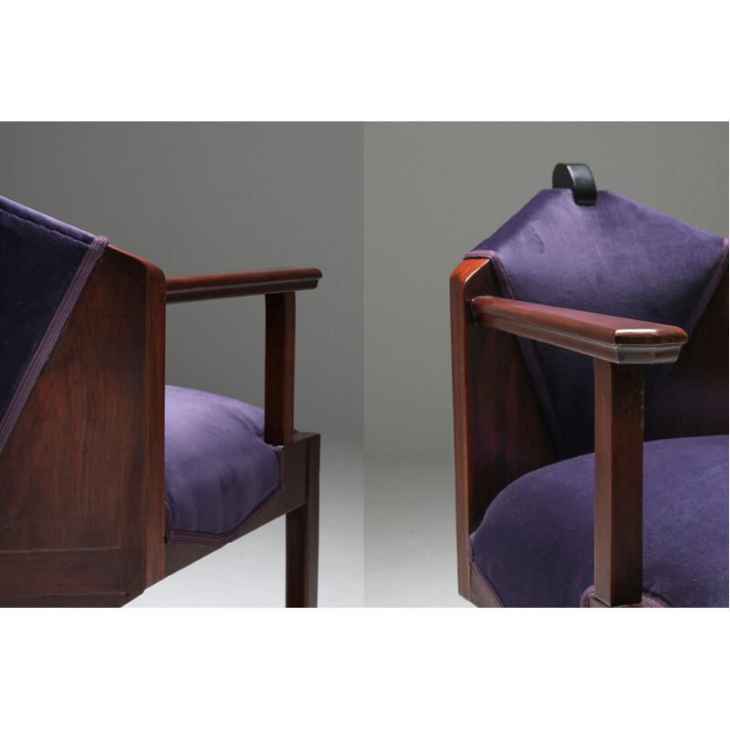 Pair of dutch vintage Art Deco from Amsterdamse School armchairs, 1950s