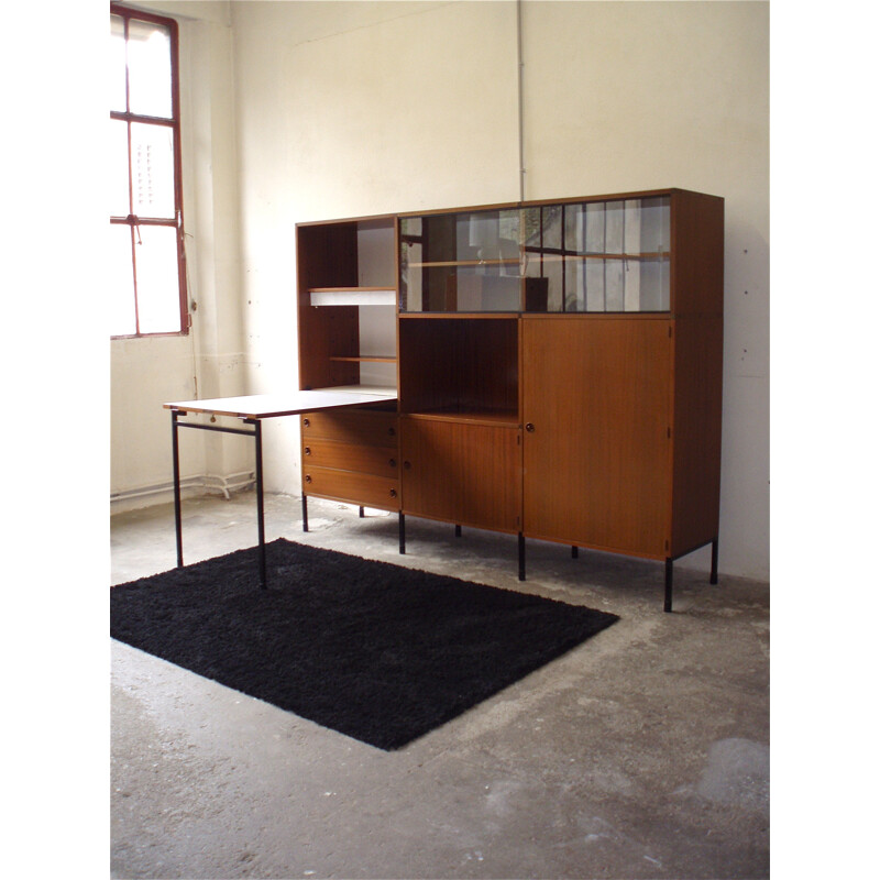 Modular Minvielle storage system in teak, A.R.P. - 1955