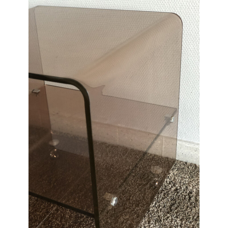 Vintage coffee table in plexiglass and chromed metal, Michel Dumas, 1970