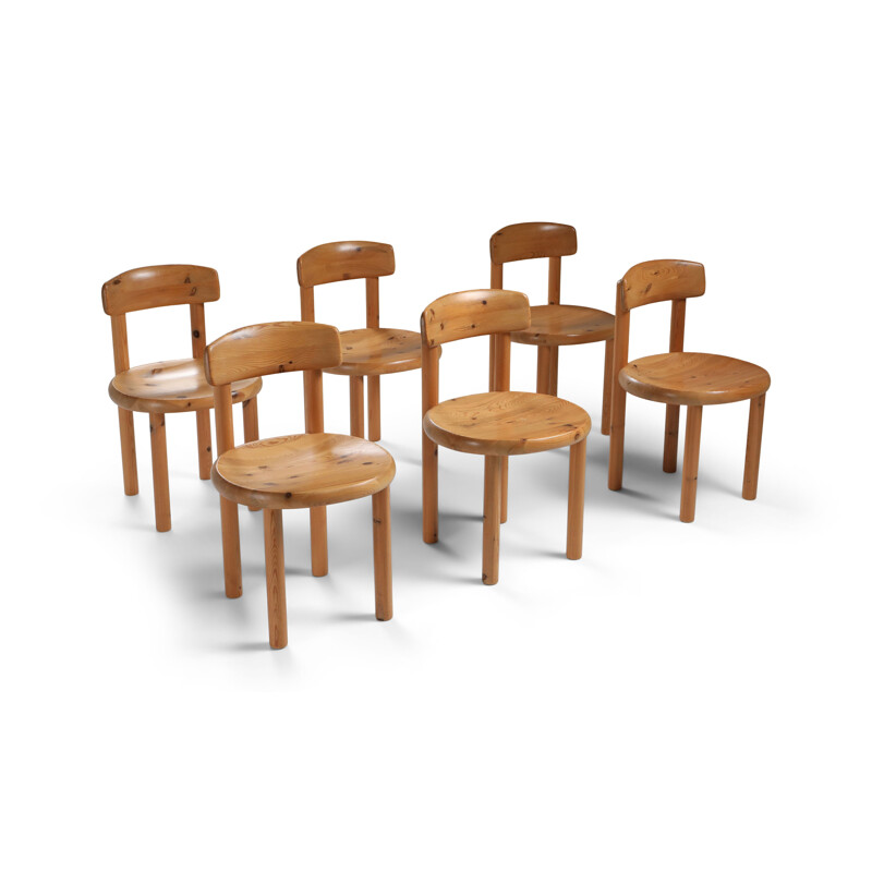Ensemble de 6 chaises à repas vintage en pin par Rainer Daumiller, 1970