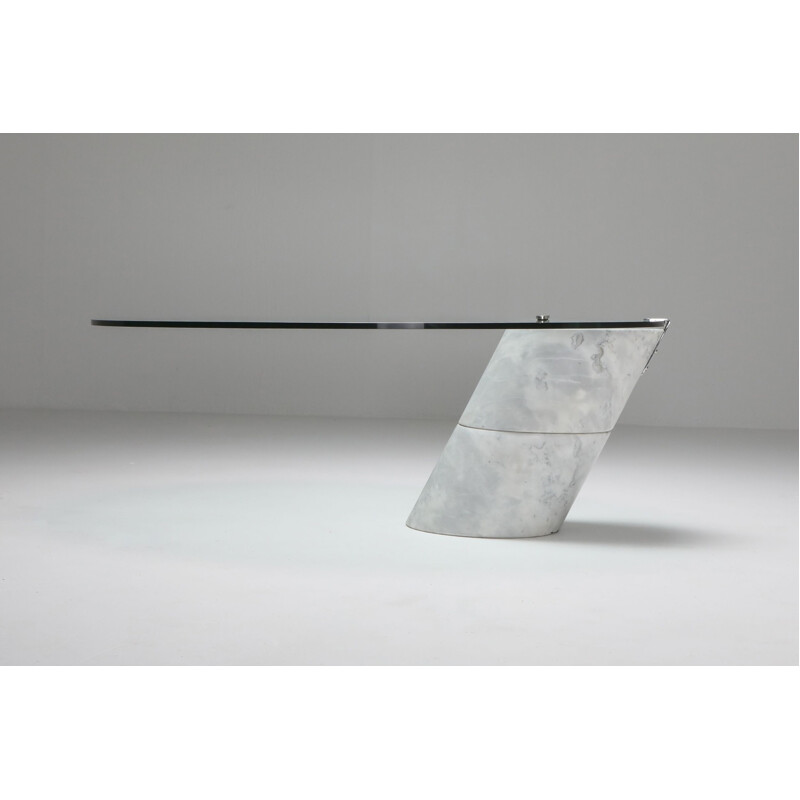 Table basse vintage en marbre de Ronald Schmitt, 1980