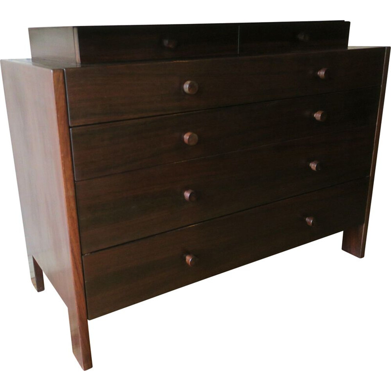 Italian marble and rosewood vintage chest of drawers, 1960s