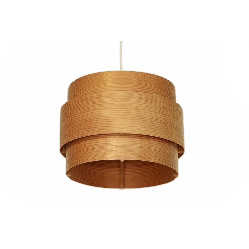 Vintage pine veneer pendant light by Hans-Agne Jakobsson for Ellysett AB, Sweden, 1970s