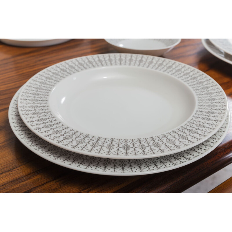 Vintage porcelain dinner set, Composition Secunda Gray, Rosenthal, Tapio Wirkkala, 1970s