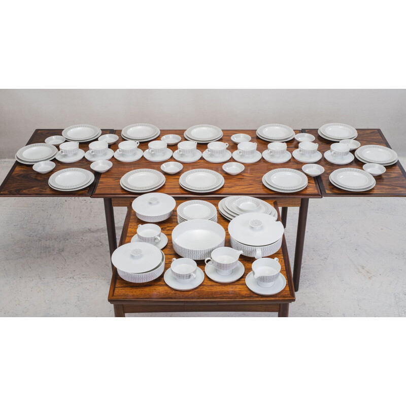 Vintage porcelain dinner set, Composition Secunda Gray, Rosenthal, Tapio Wirkkala, 1970s