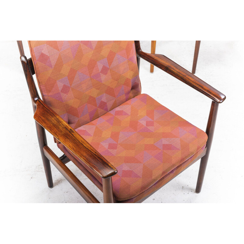 Set de 4 fauteuils lounge vintage en palissandre modèle 341 d'Arne Vodder pour Sibast