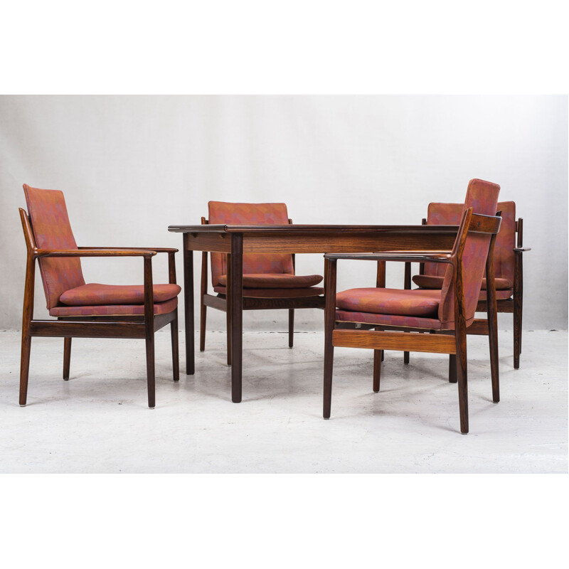 Conjunto de 4 cadeiras de sala de estar vintage rosewood modelo 341 de Arne Vodder para Sibast