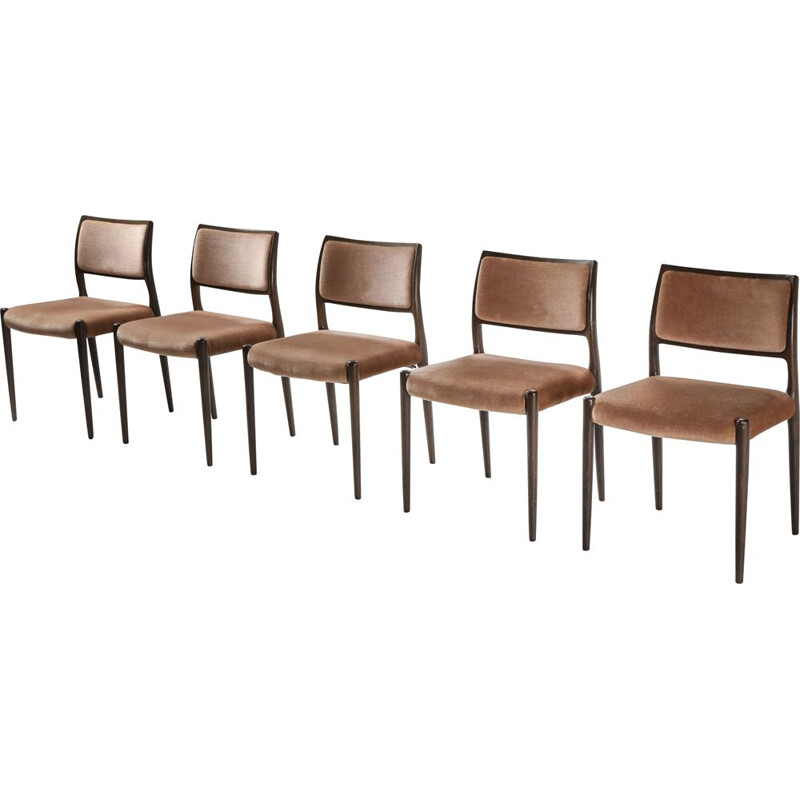 Ensemble de 5 chaises à repas vintage par Möller, 1960