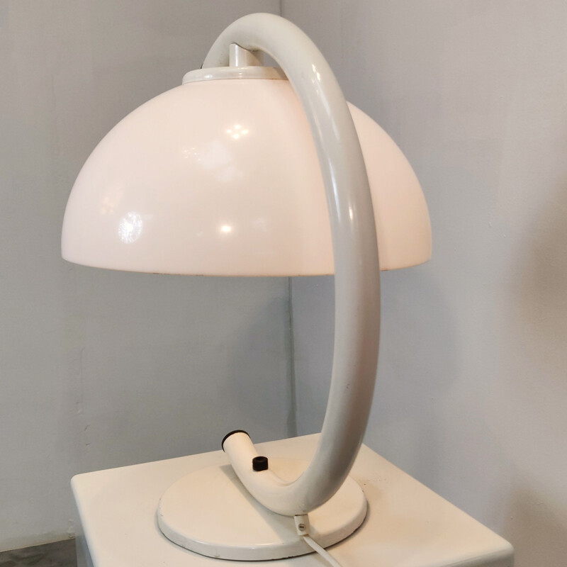 Lámpara de escritorio vintage en forma de seta blanca de Vrieland design, 1970