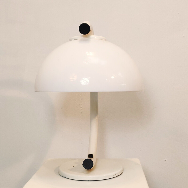 Vintage white mushroom desk lamp by Vrieland design, 1970