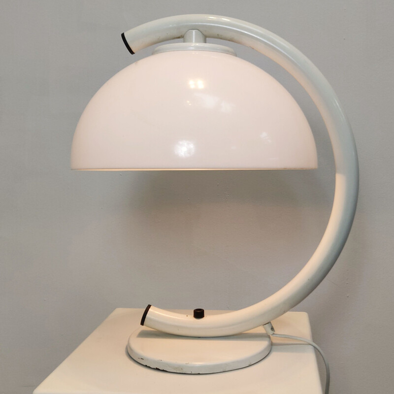 Vintage-Schreibtischlampe in Form eines weißen Pilzes von Vrieland design, 1970