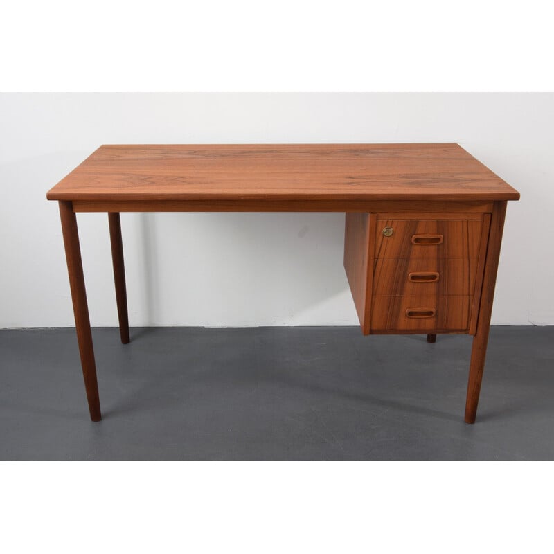 Teak vintage desk with 3 drawers, 1960s