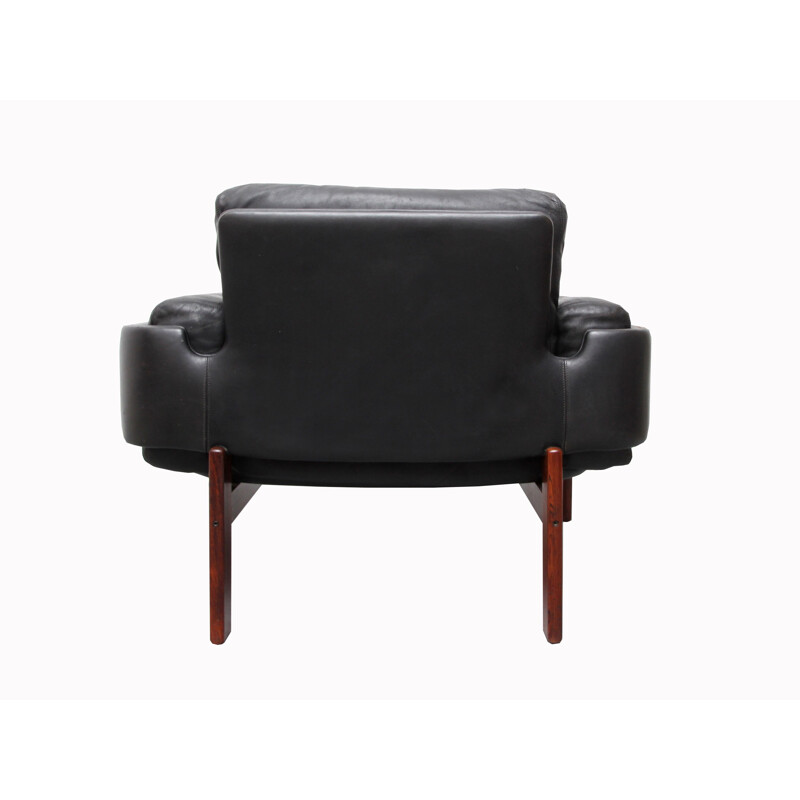 "Flueline" easy chair in rosewood and leather, Sven Ivar DYSTHE - 1960s