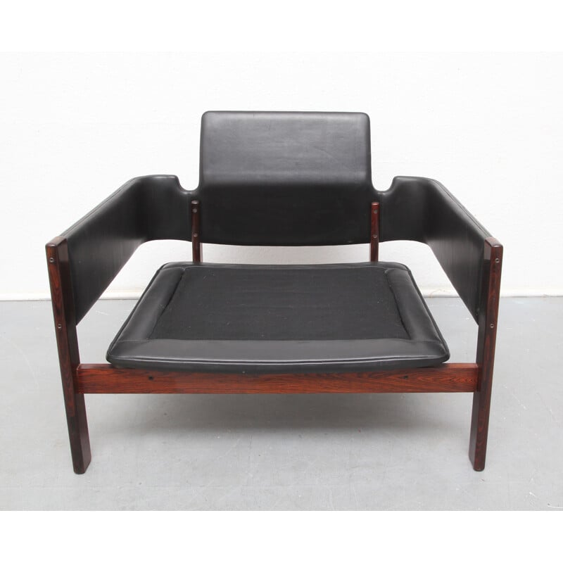 "Flueline" easy chair in rosewood and leather, Sven Ivar DYSTHE - 1960s