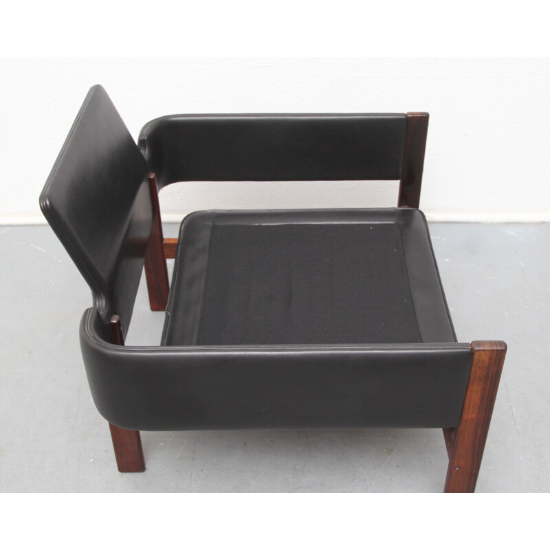 "Flueline" easy chair in rosewood and leather, Sven Ivar DYSTHE - 1960s