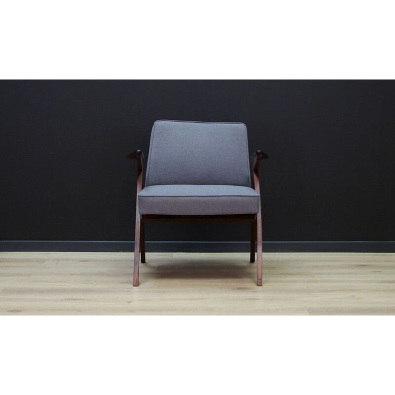 Grey vintage armchair by Józef Chierowski, 1980