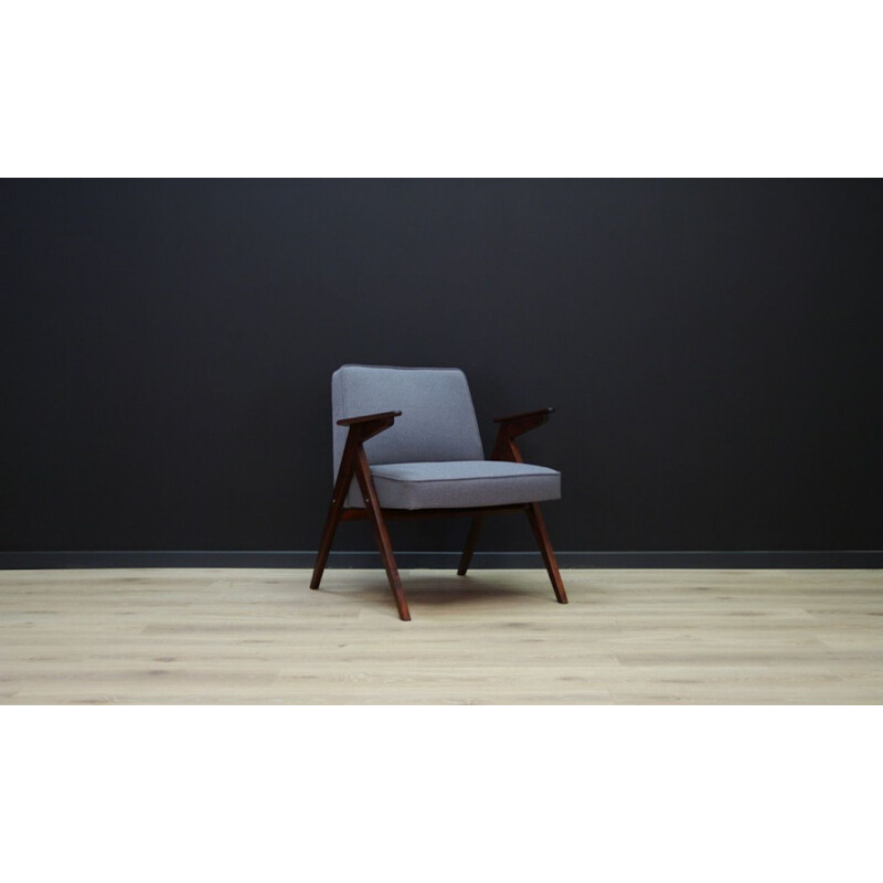 Grey vintage armchair by Józef Chierowski, 1980