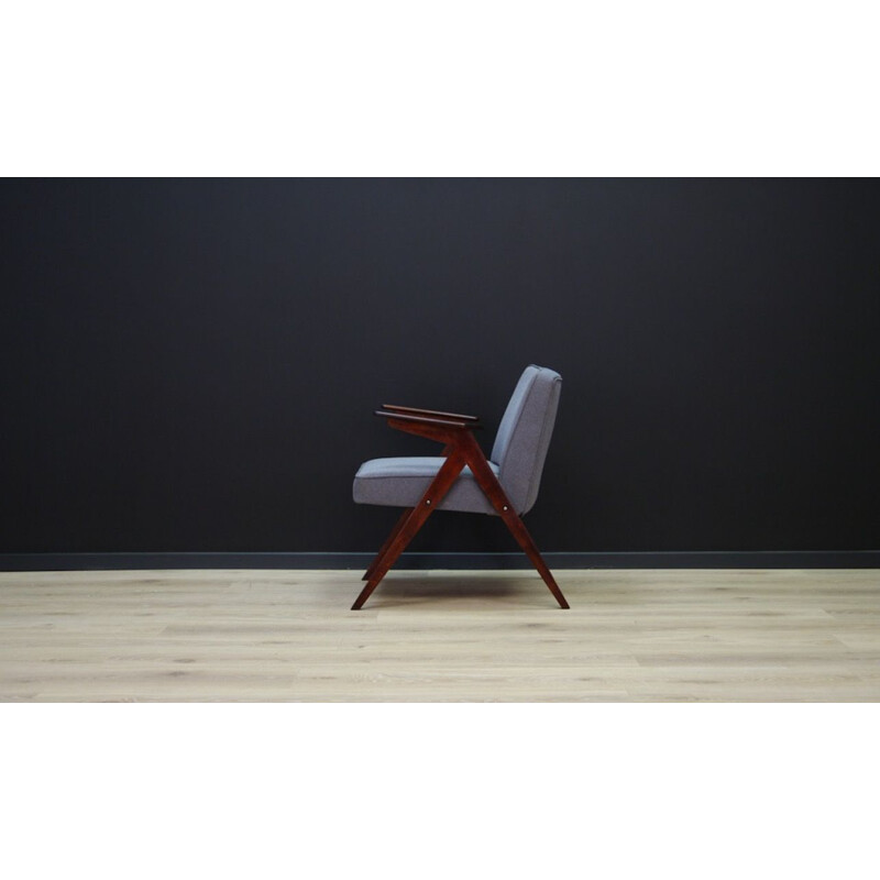 Grey vintage armchair by Józef Chierowski, 1980