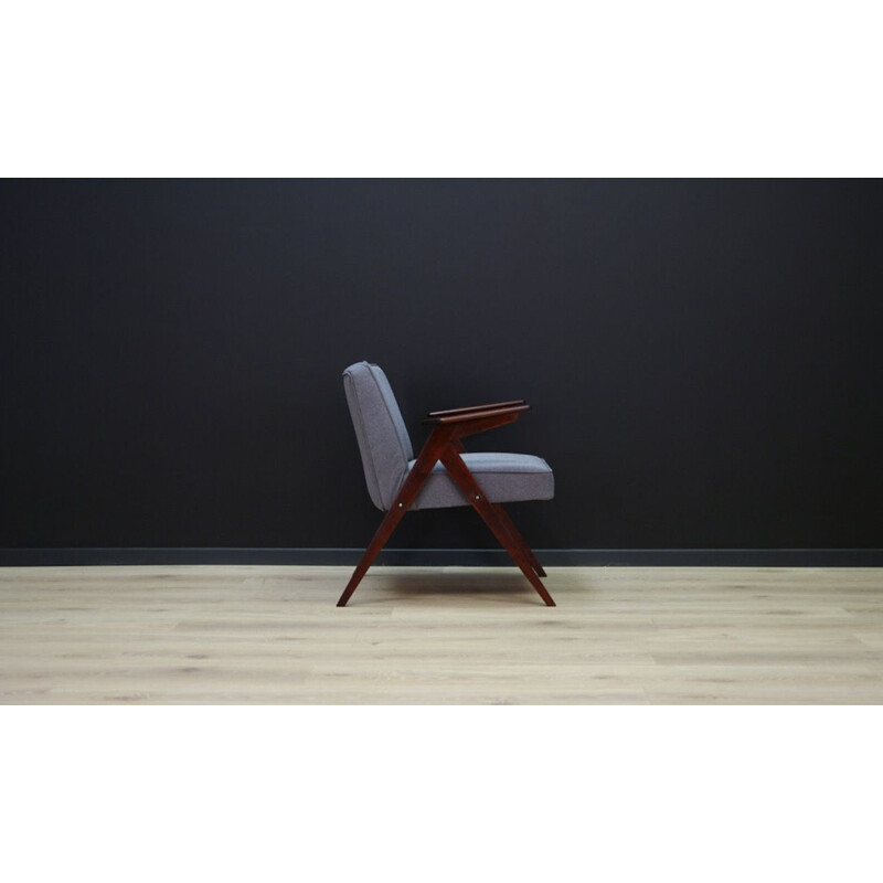 Grey vintage armchair by Józef Chierowski, 1980