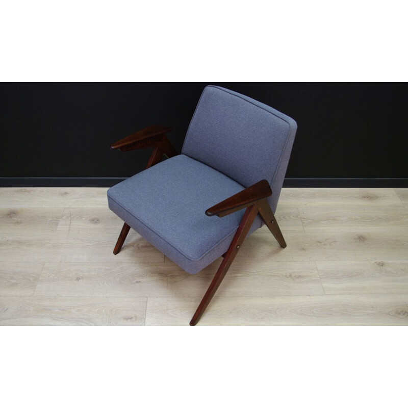 Grey vintage armchair by Józef Chierowski, 1980