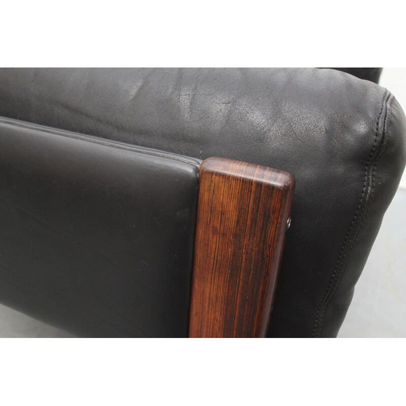 "Flueline" easy chair in rosewood and leather, Sven Ivar DYSTHE - 1960s