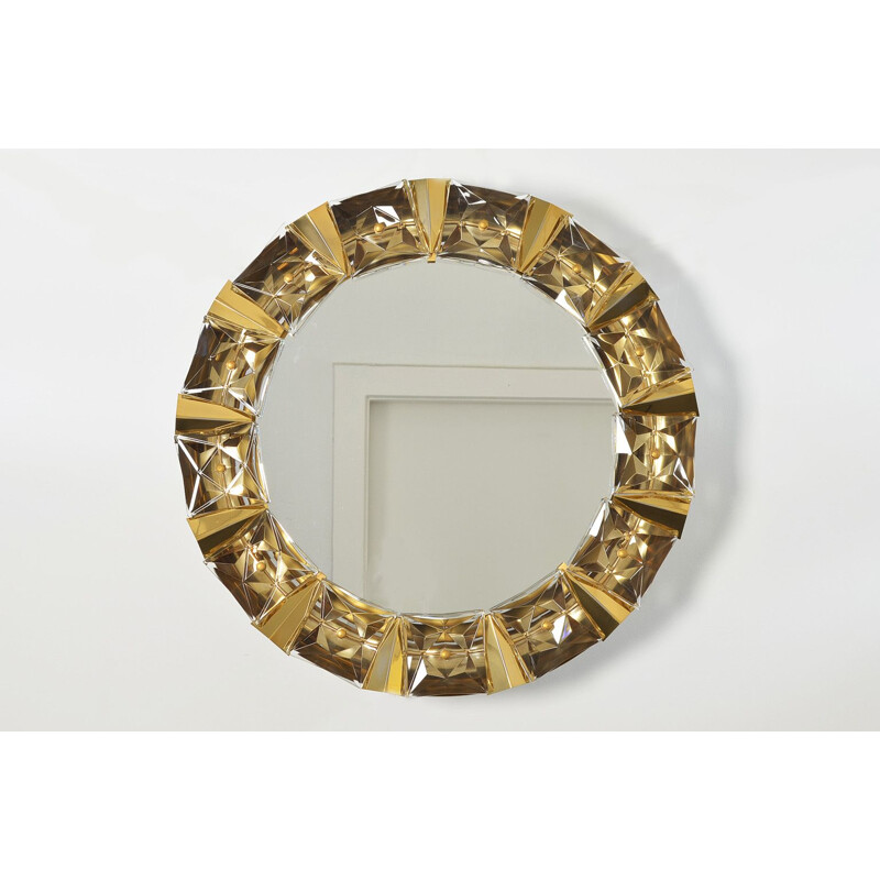 Gilded brass and glass vintage mirror from Kinkeldey, 1970s