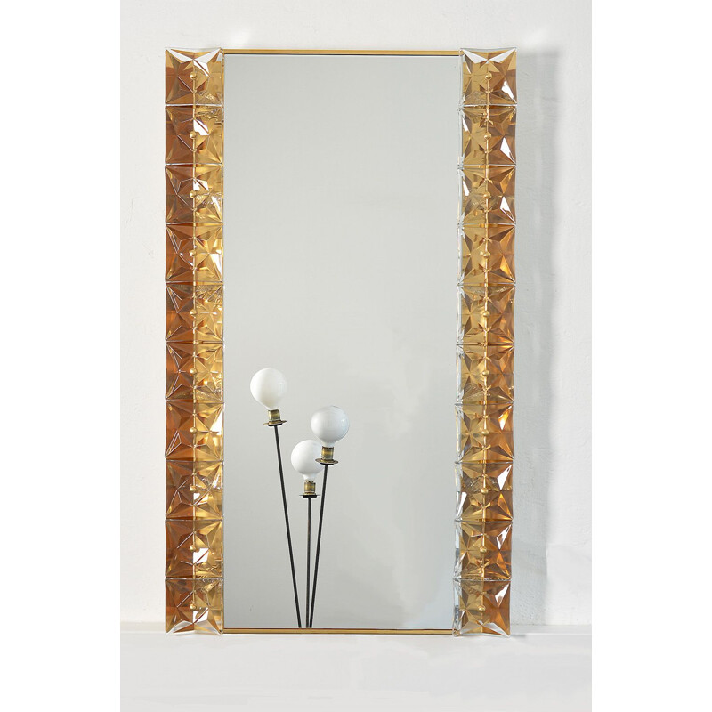 Vintage mirror in crystal glass and gilt brass from Kinkeldey, 1970s