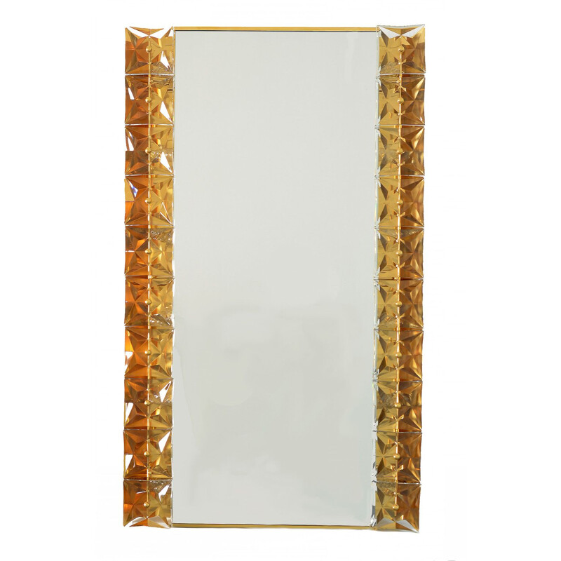 Vintage mirror in crystal glass and gilt brass from Kinkeldey, 1970s