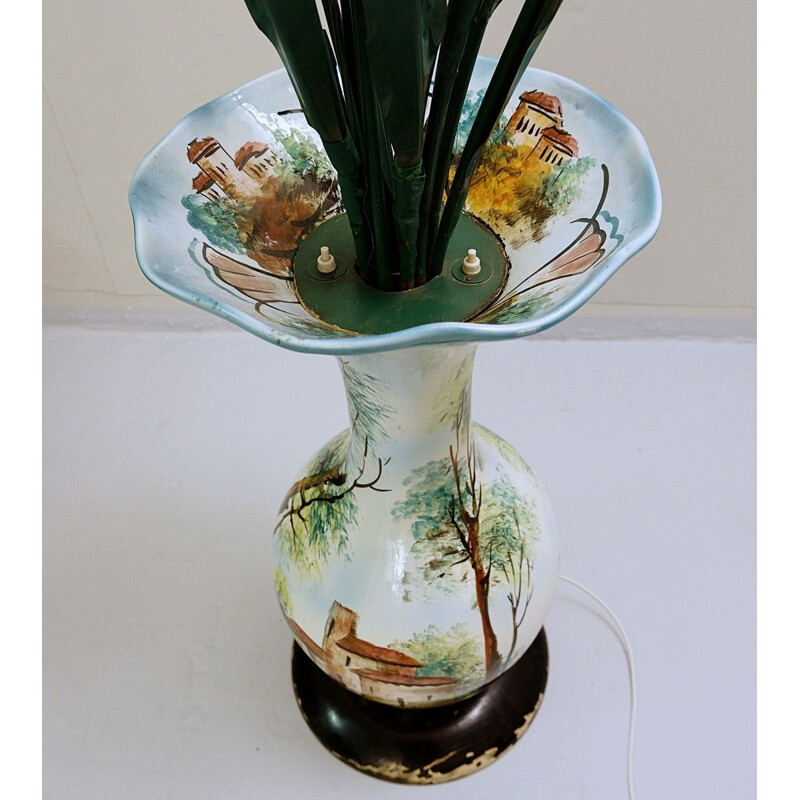 Vintage floor lamp in the shape of a vase in Italian ceramic