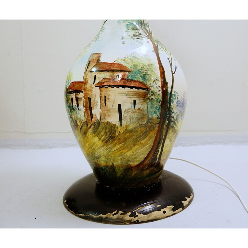 Lampada da terra vintage a forma di vaso in ceramica italiana