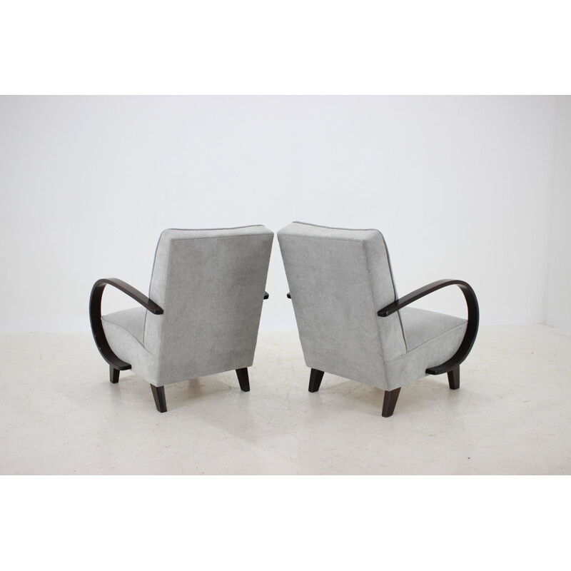 Set of 2 oak armchairs by Jindřich Halabala, 1960