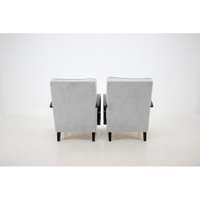 Set of 2 oak armchairs by Jindřich Halabala, 1960