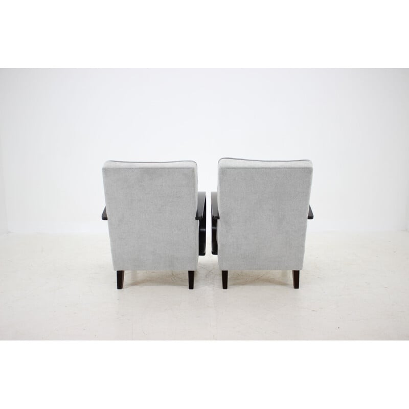 Set of 2 oak armchairs by Jindřich Halabala, 1960