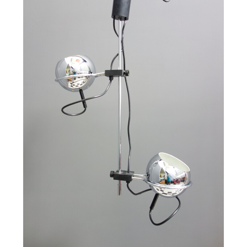 Vintage chrome hanging lamp by Gepo Amsterdam, 1960s