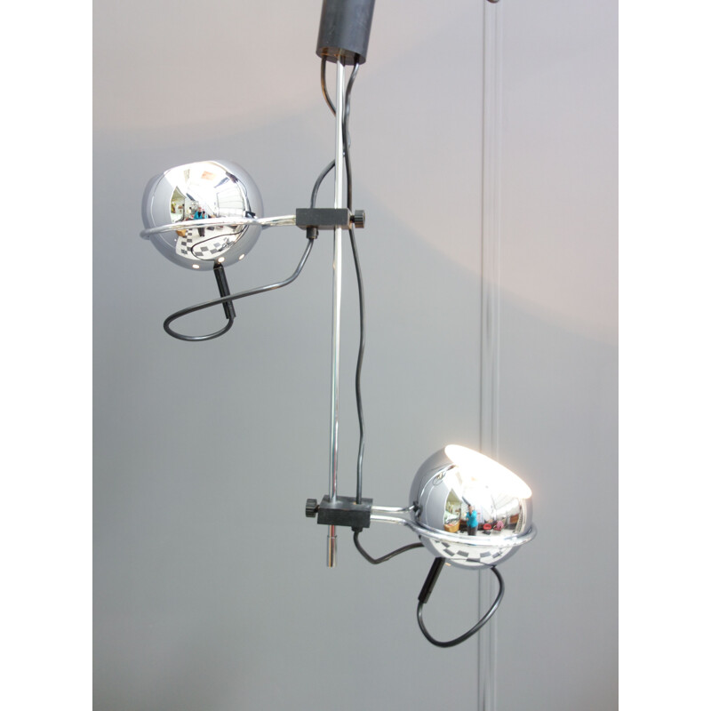 Vintage chrome hanging lamp by Gepo Amsterdam, 1960s