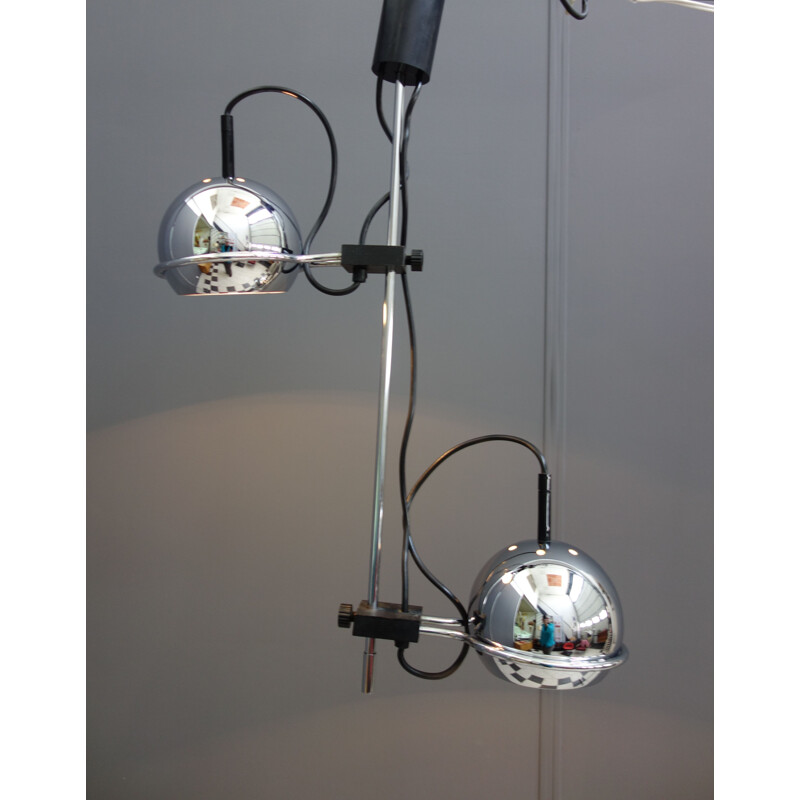 Vintage chrome hanging lamp by Gepo Amsterdam, 1960s