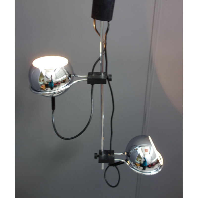 Vintage chrome hanging lamp by Gepo Amsterdam, 1960s