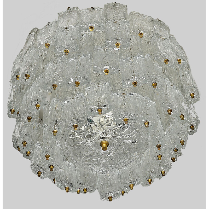 Large vintage glass chandelier by Aureliano Toso for Venini, Italy, 1960s