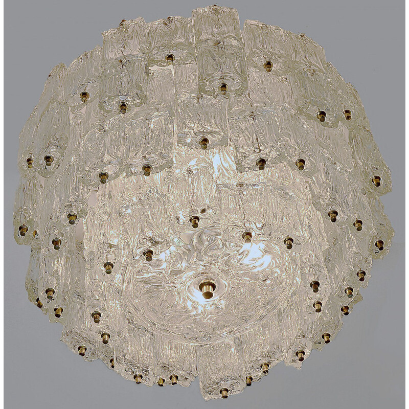 Large vintage glass chandelier by Aureliano Toso for Venini, Italy, 1960s