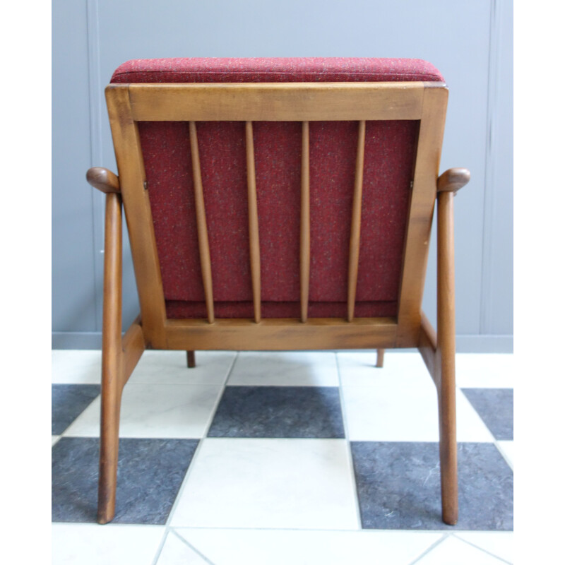 Vintage relax chair with wood frame and fabric cushions, 1960s 