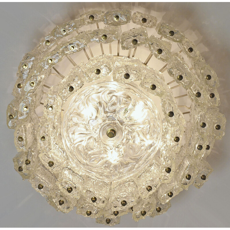 Large vintage glass chandelier by Aureliano Toso for Venini, Italy, 1960s