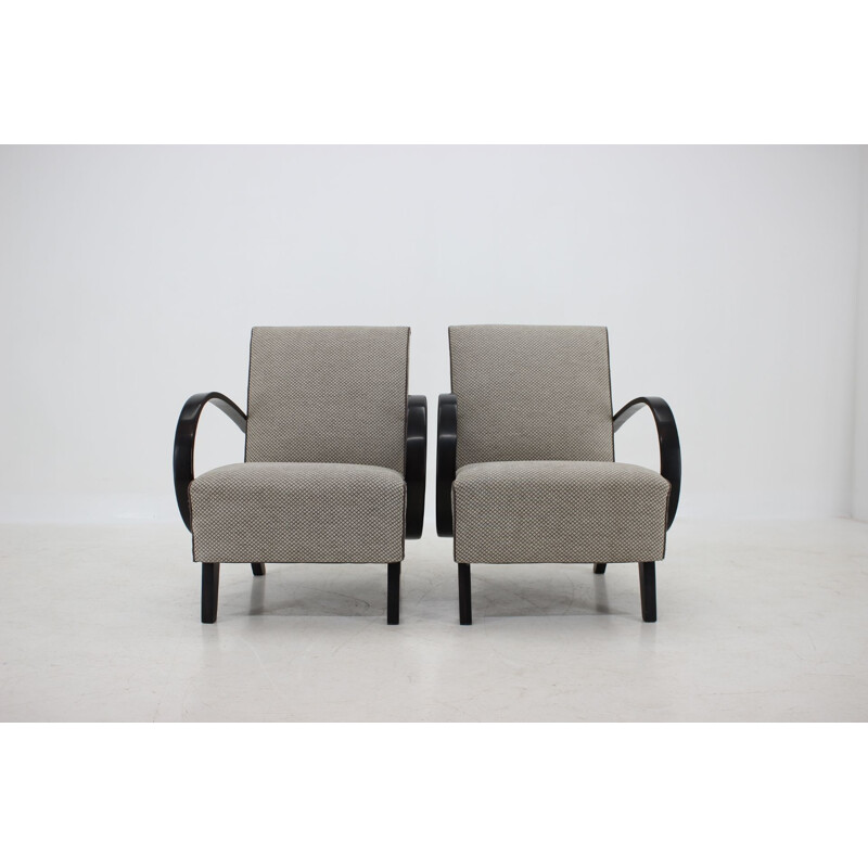 Vintage pair of Jindrich Halabala armchairs,1950s  