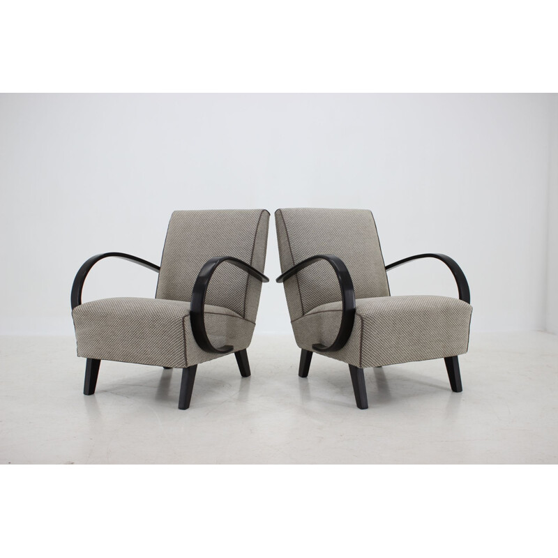 Vintage pair of Jindrich Halabala armchairs,1950s  