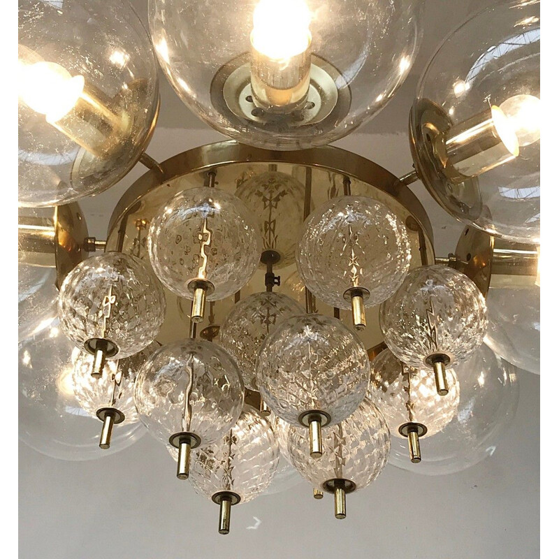 Vintage Czech chandelier with 8 glass spheres