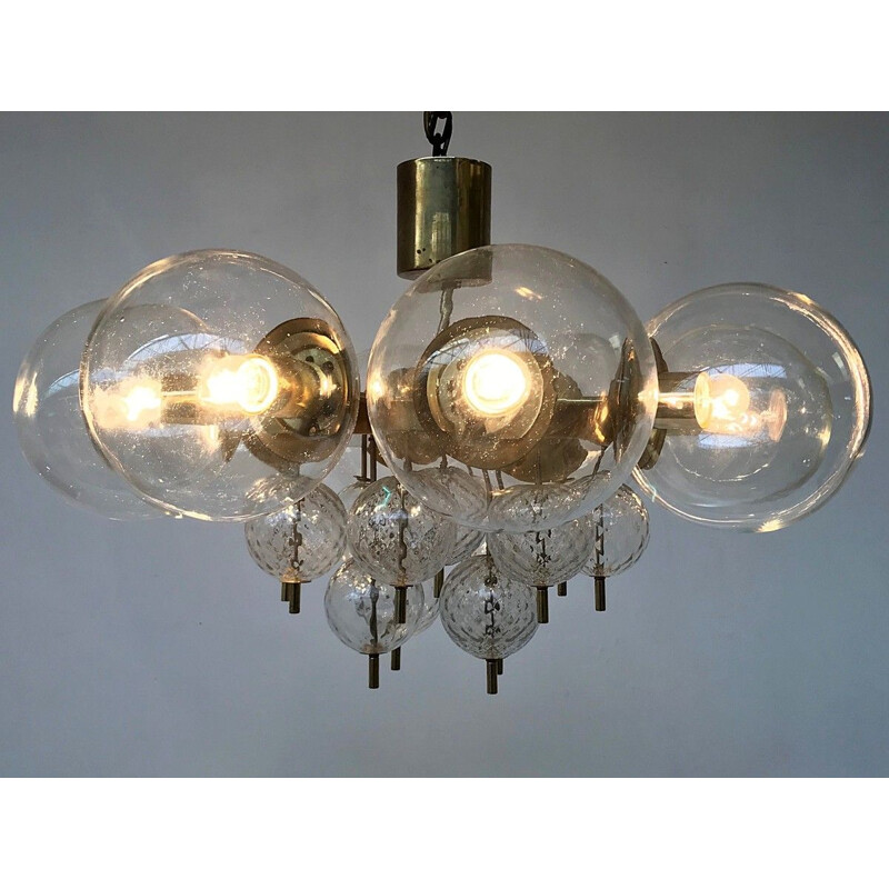 Vintage Czech chandelier with 8 glass spheres